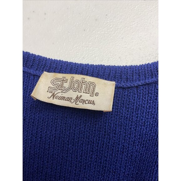 Vintage St. John Neiman Marcus Sz 8/10 Sweater Cardigan Santana Knit Blue - Picture 3 of 14